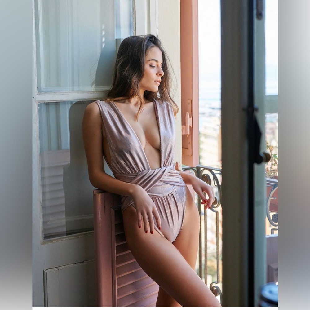 La Reveche Eloee pink spotted bathing suit